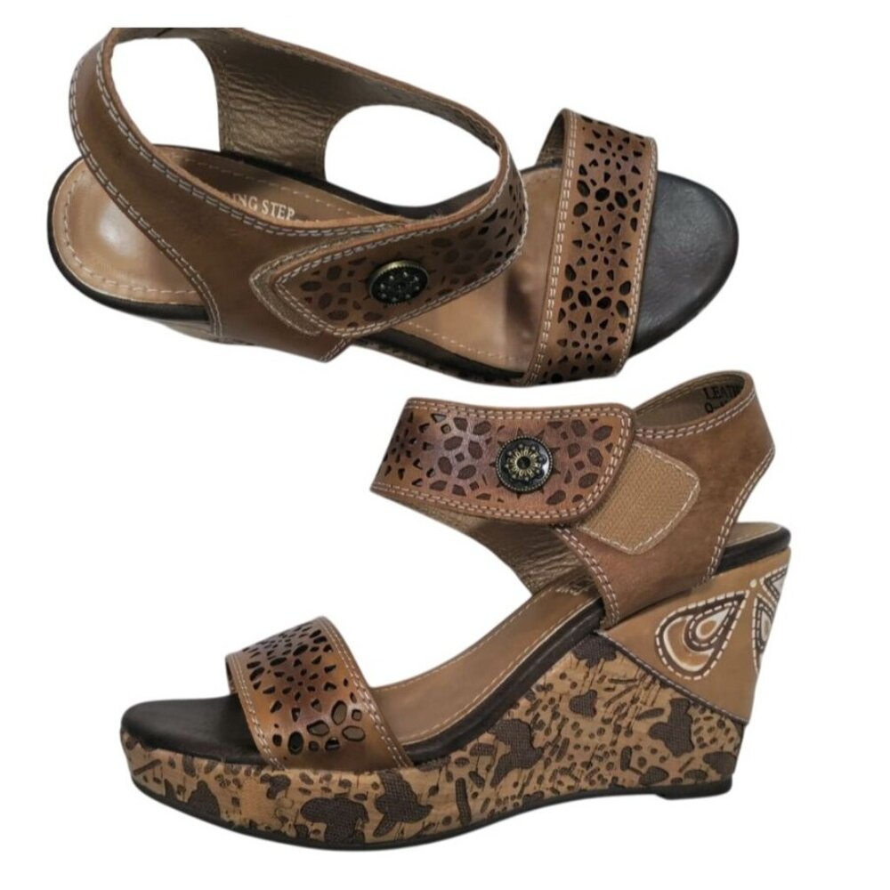 L. Artiste By Spring Step Cut Out Design Allura Wedge Sandal Women's Size 8